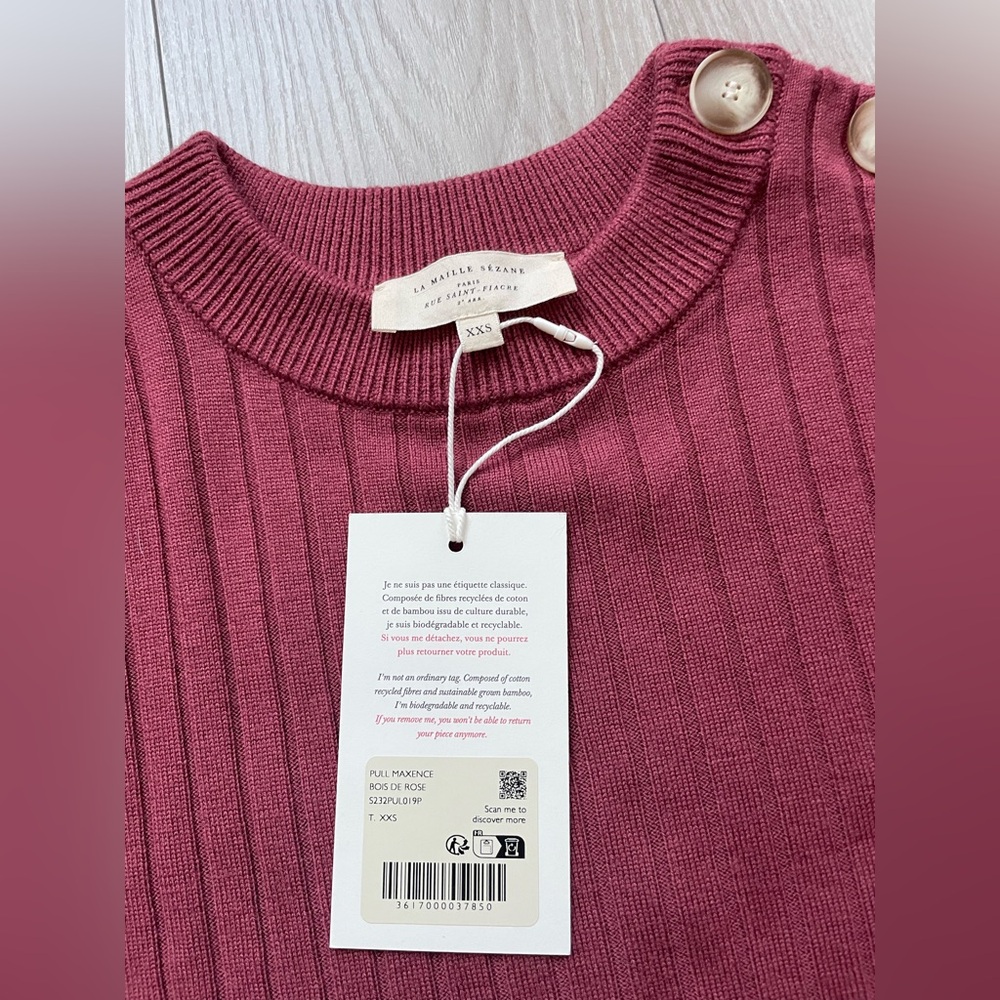 Sézane Maxence jumper, merino wool, Rosewood, XXS, NWT, price is firm - Picture 5 of 12